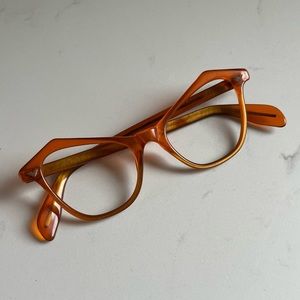 Vintage 40s 50s Cat Eye Orange Mid Century Glasses Frames